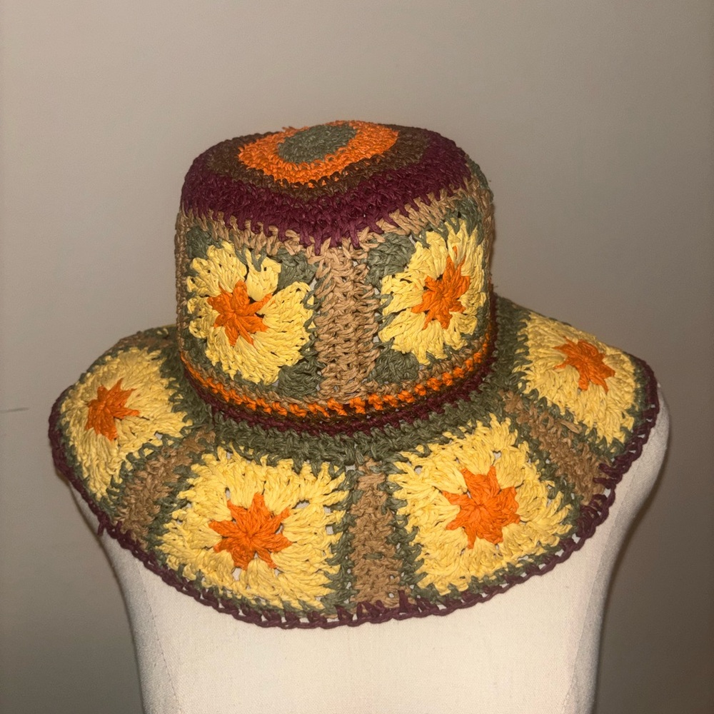 Peter Grimm Fergie square Colorful Crochet soft straw Hat